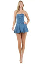 Strapless Denim Mini Dress - Back Zipper & Elastic Waist | Femstylo