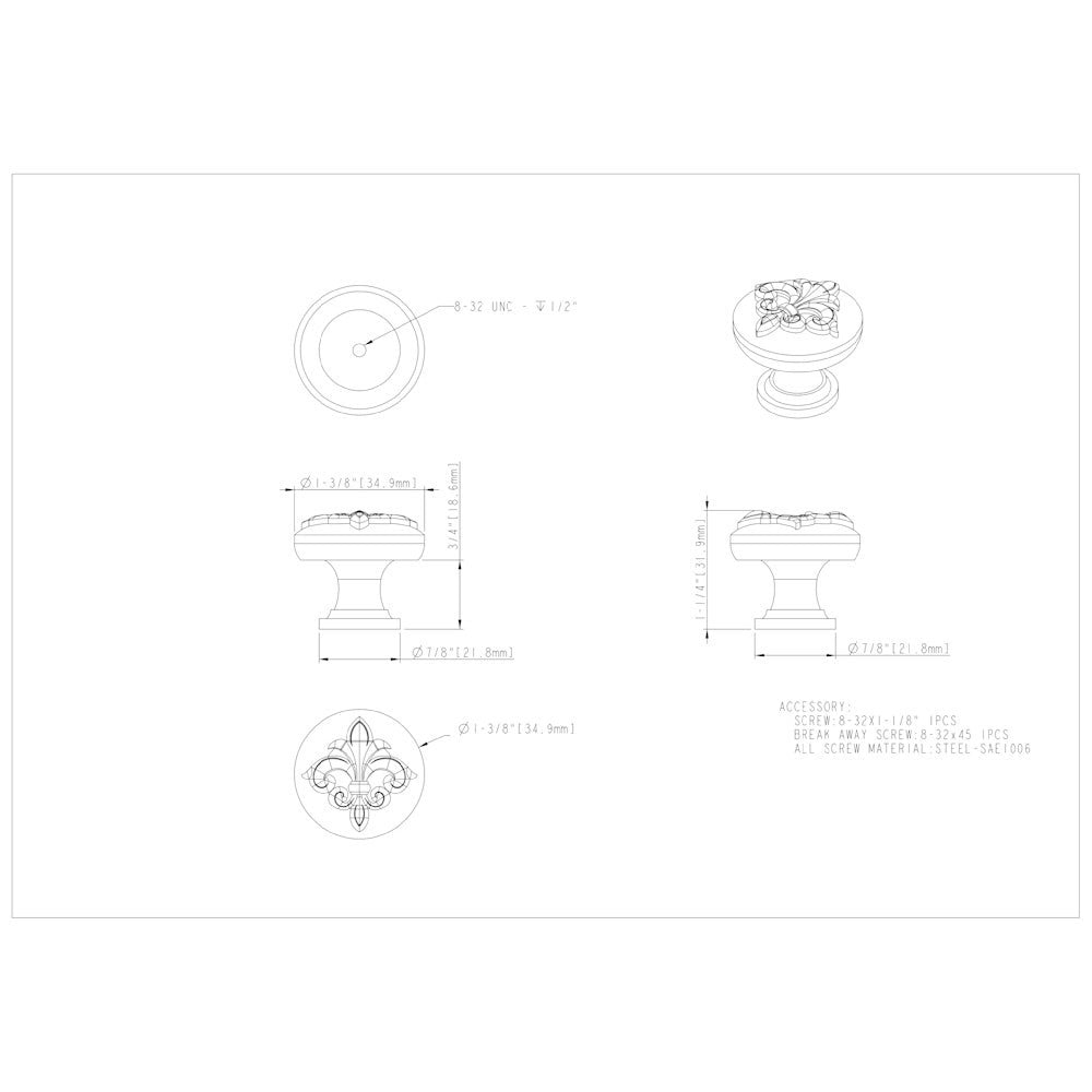 1-3/8" Diameter Satin Nickel Lafayette Cabinet Knob