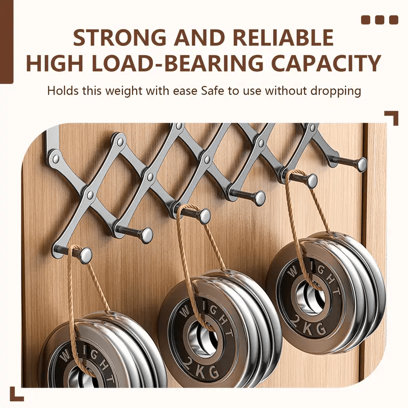 Retractable Over-the-Door Hook Rack – Heavy-Duty with 6 Hooks for Coats, Towels & Bags