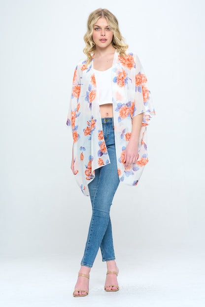 Floral Kimono Cardigan with Open Front | Apparel | Kitchen + Metal