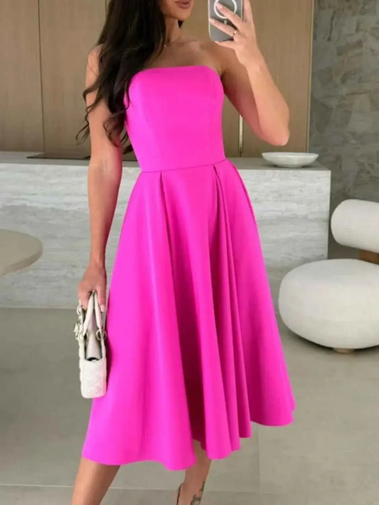 Solid Color Tube Dress Midi for Chic and Stylish Looks