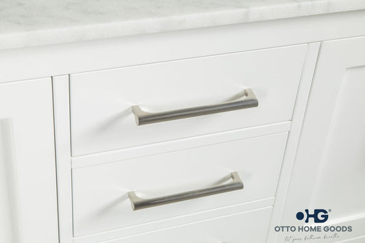 Ashley 60" White Double Bowls Bathroom Cabinet | Hardware | Kitchen + Metal