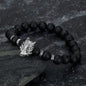 Asgard Grey Wolf Head Bracelet with Lava Stone