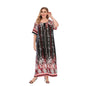 Plus Size Women Loose Home Wear Short Sleeve Dress Floral Print Maxi Dress
