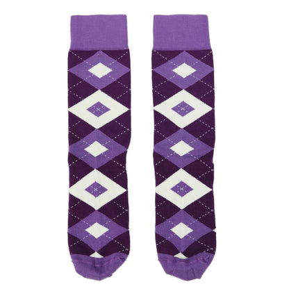 Wisteria Plum Argyle Wedding Groomsmen Men’s Dress Socks