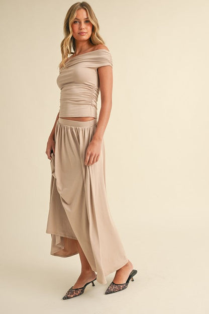 Off Shoulder Top and Maxi Skirt Set