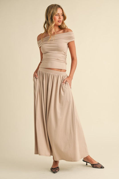 Off Shoulder Top and Maxi Skirt Set