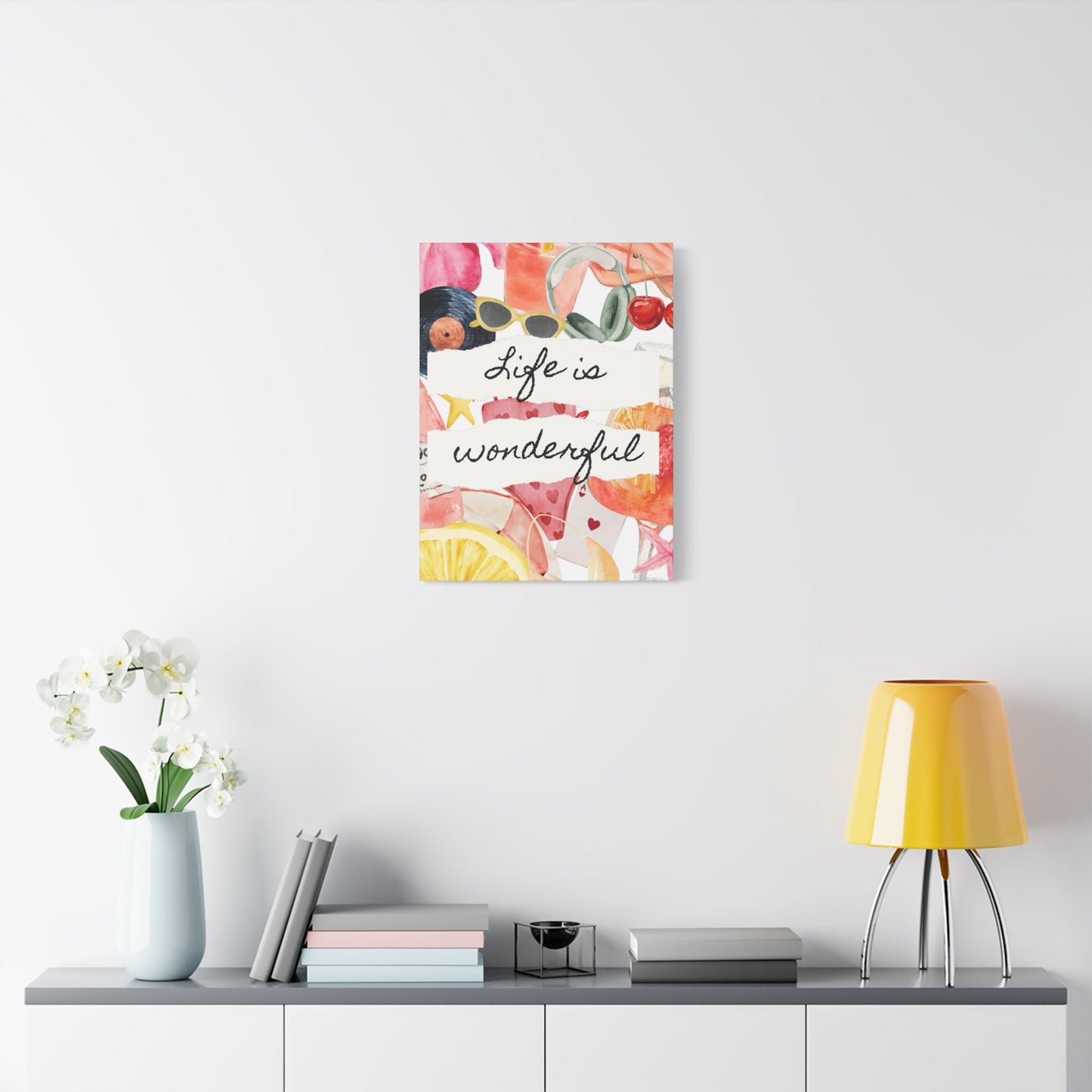 Life is Wonderful Canvas Wall Art, Colorful Decor, Inspirational Gift, Home Display, Summery Wall Art, Motivational Print