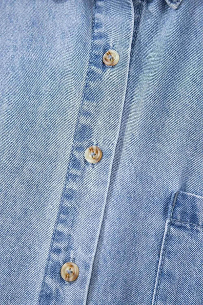 Button Down Short Sleeve Denim Dress