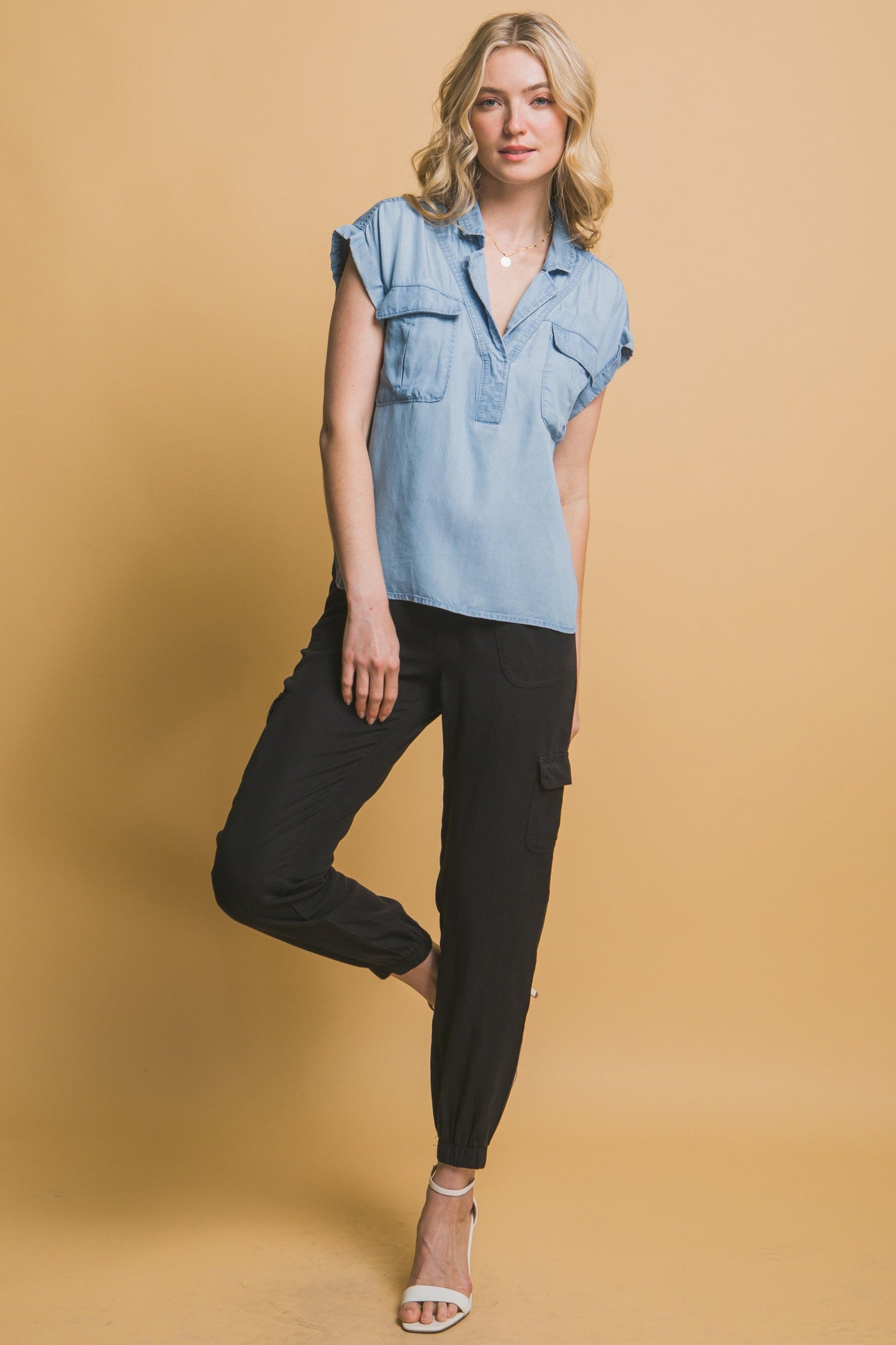 Casual Short Sleeve Tencel Top