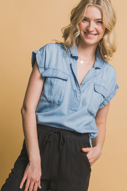 Casual Short Sleeve Tencel Top