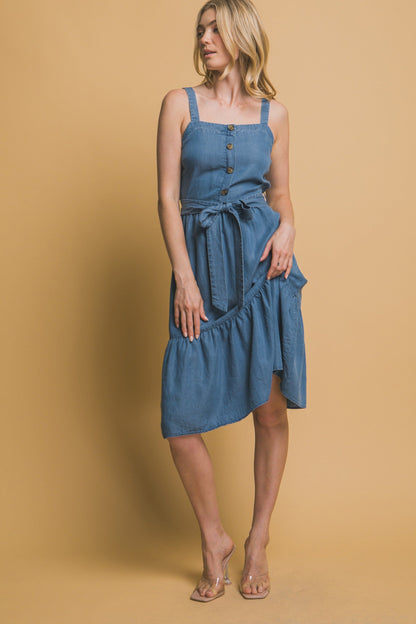Midi Dress With Waist Tie