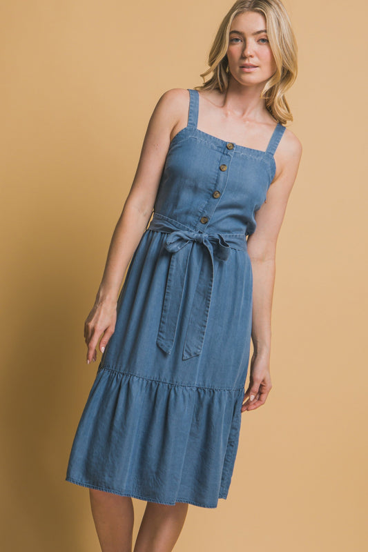 Midi Dress With Waist Tie