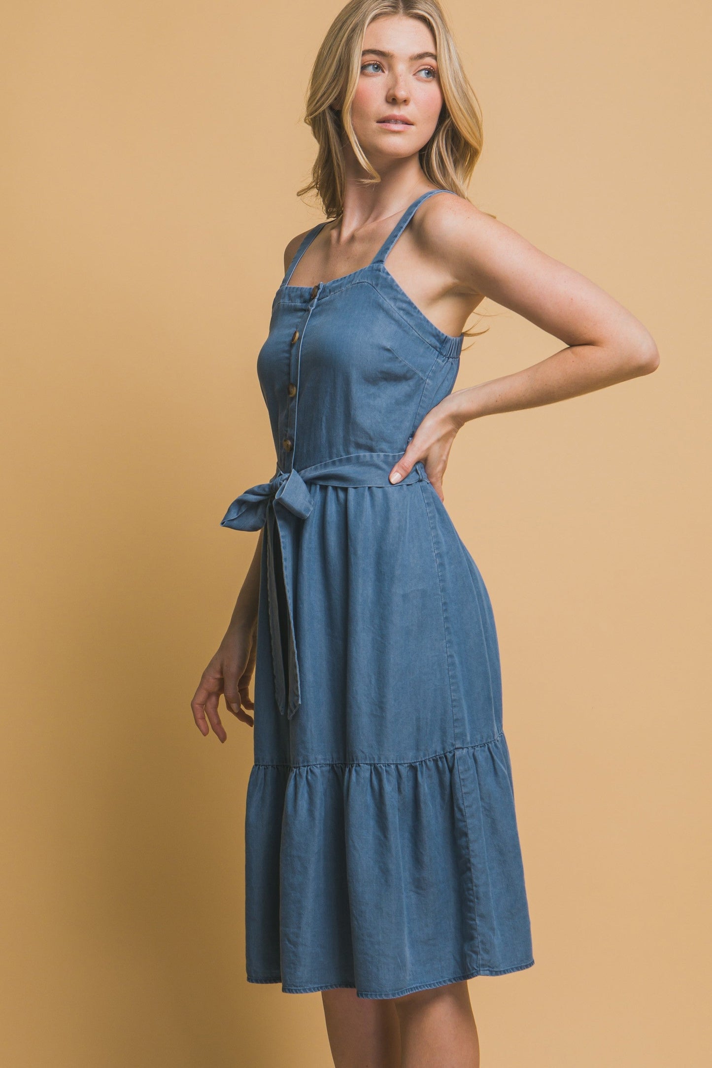 Midi Dress With Waist Tie