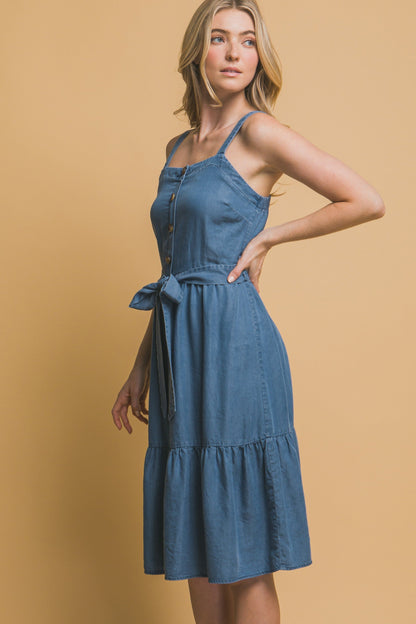 Midi Dress With Waist Tie