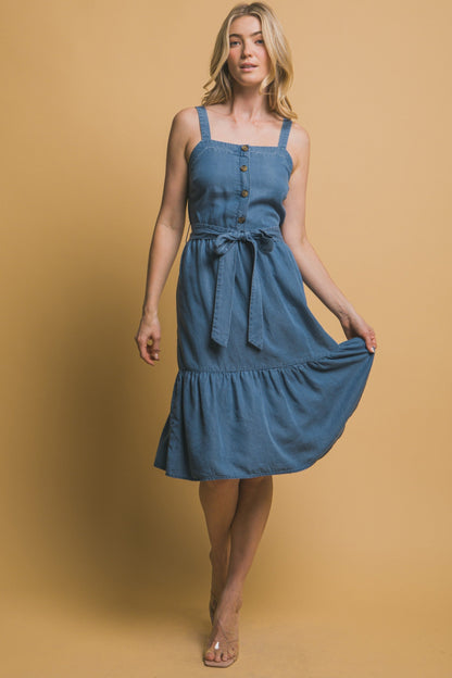 Midi Dress With Waist Tie
