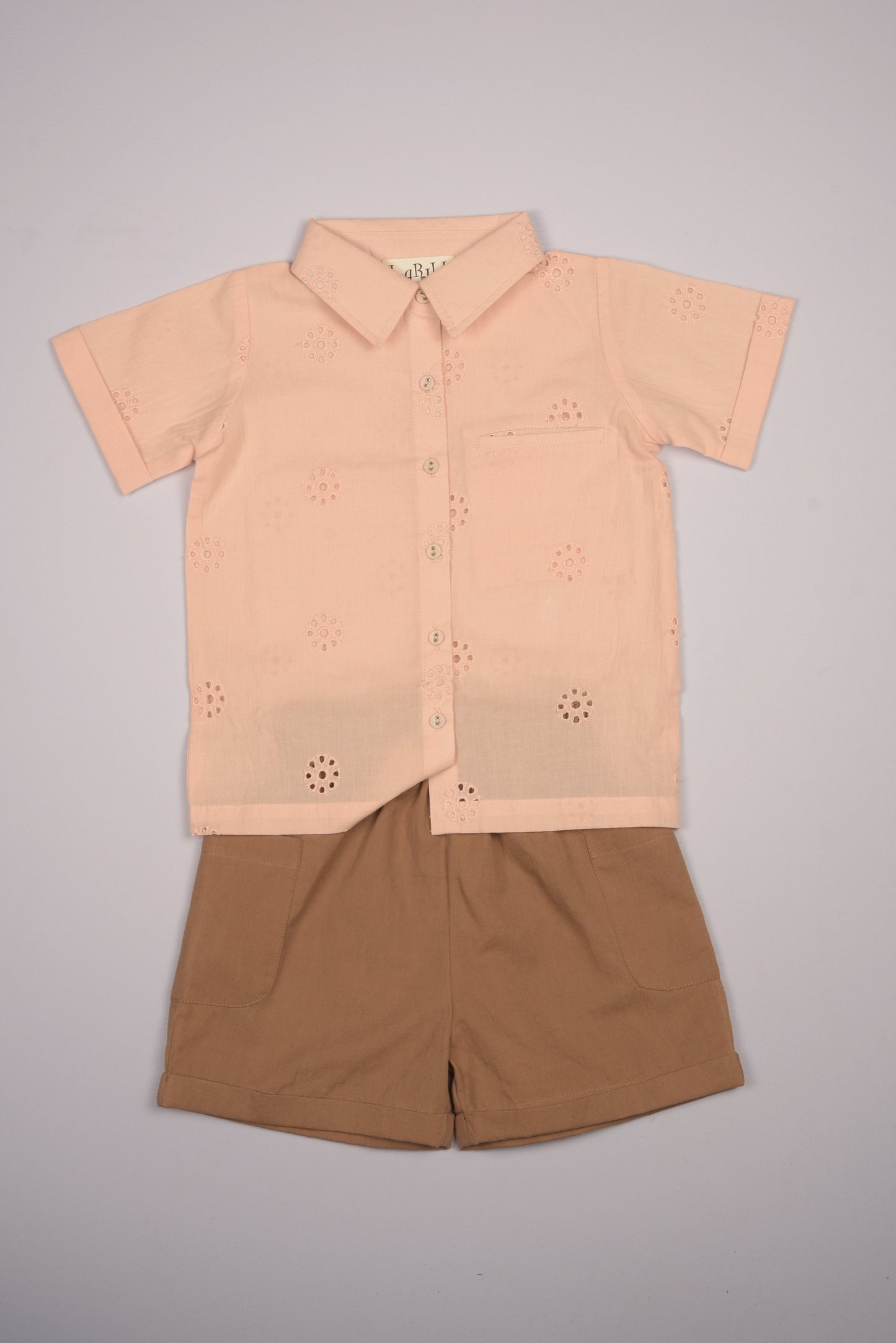 Embroidered Schiffli Boys Shirt and Pant Set