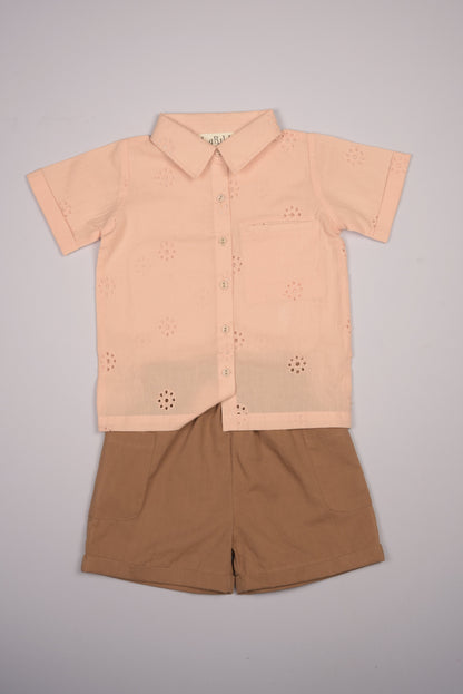 Embroidered Schiffli Boys Shirt and Pant Set