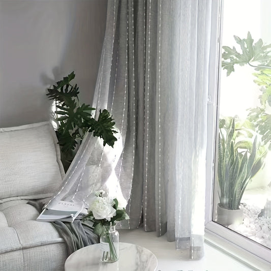 Elegant Embroidered Ball Linen Sheer Curtain for Home