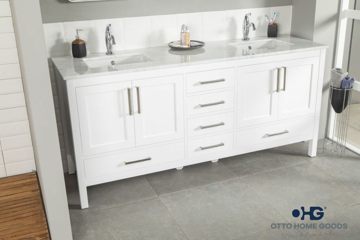 Ashley 72" White Double Bowls Bathroom Cabinet