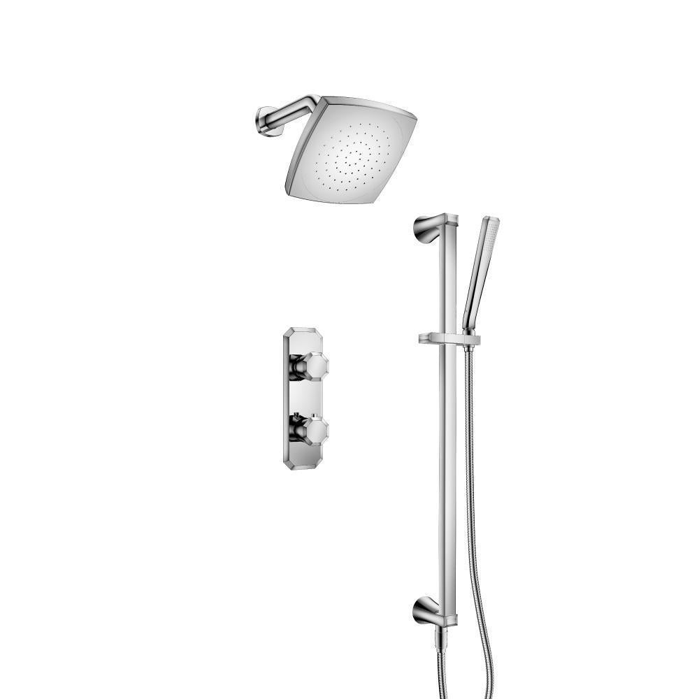 Flusso 230.7350 Two Output Shower Set With Shower Head, Hand Held And Slide Bar