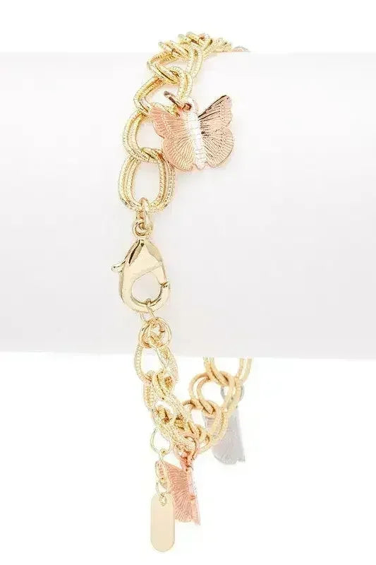 Butterfly Charm Mix Tone Bracelet – Delicate Gold-Plated Jewelry