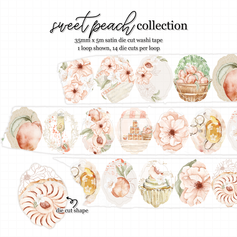 Sweet Peach 'Cobbler' Premium Satin Die Cut Washi 35mm fruit