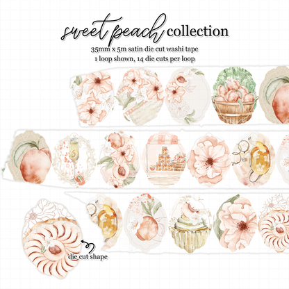 Sweet Peach 'Cobbler' Premium Satin Die Cut Washi 35mm fruit
