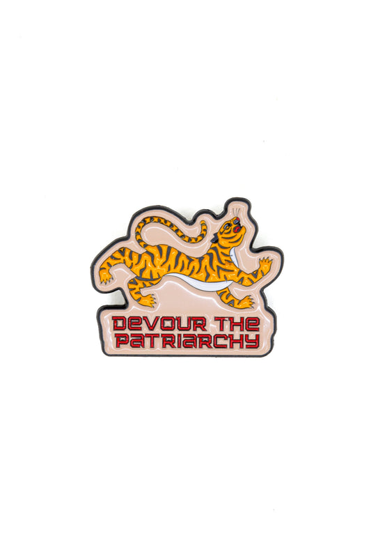 Devour the Patriarchy Feminist Tiger Enamel Pin, Lapel Pin