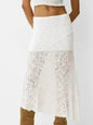 Lace Midi Skirt – Floral Elegance with Elastic Waist