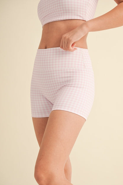 Gingham Print Mid Rise Mini Shorts