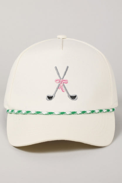 Golf Clubs With Ribbon Embroidered Trucker Hat
