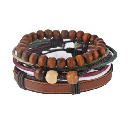 Vintage Punk Leather Wrap Bracelet - Multilayer Beaded Bracelet for Men & Women