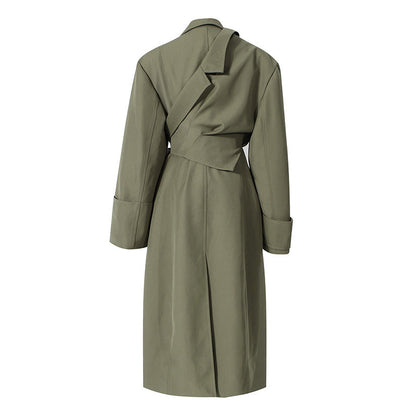 Niche Independent Designer Coat Women Deconstruction Two Piece Detachable Wide Shoulder Handsome Coat Two Piece Set