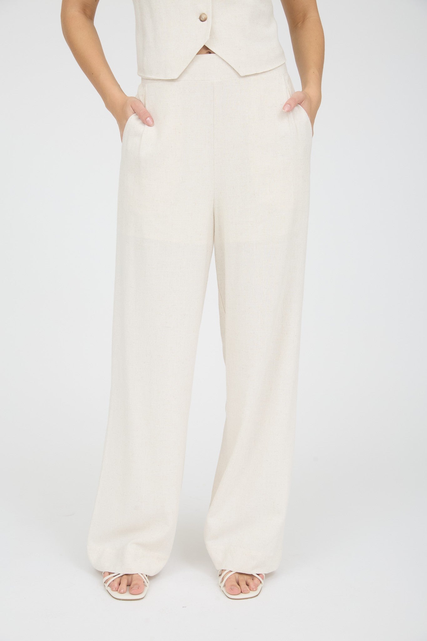 High Waist Wide Leg Linen Pants