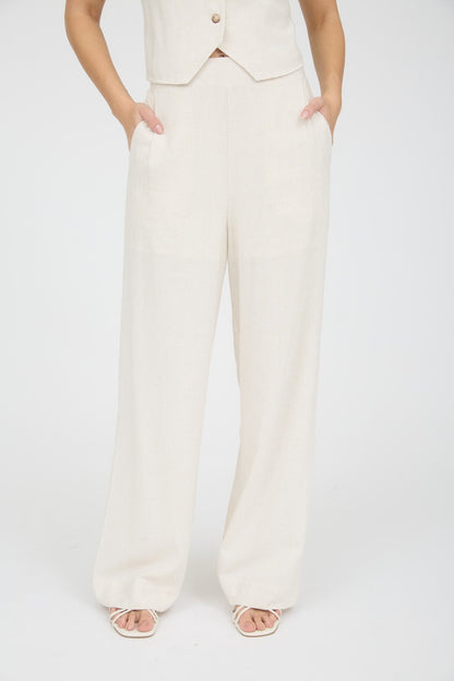 High Waist Wide Leg Linen Pants