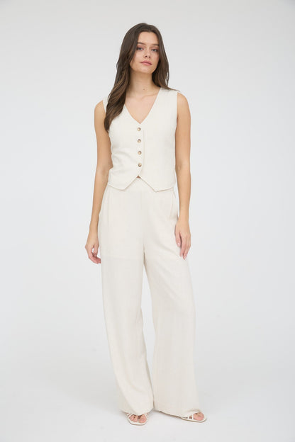 High Waist Wide Leg Linen Pants
