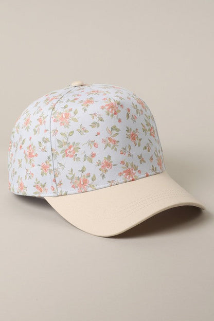 Two Tone Floral Design 5 Panel Trucker Hat