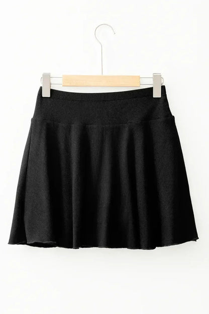 Blue A-line Draped High Waist Pocketed Lined Skort