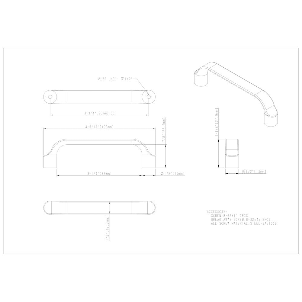 96 mm Center-to-Center Satin Nickel Brenton Cabinet Pull