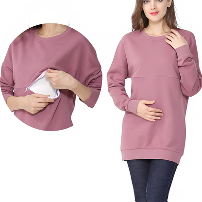 Maternity Nursing Sweatshirt 100% Cotton Winter Maternity Clothes T-shirt Breastfeeding Tops Hoodie Sweater For Pregnant Women