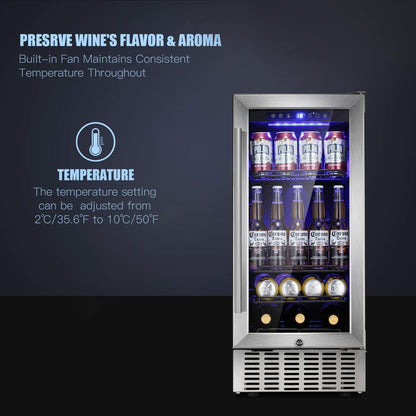 24 Inch Metal Shelves Built-in Wine Fridges Cooler Beverage Refrigerator