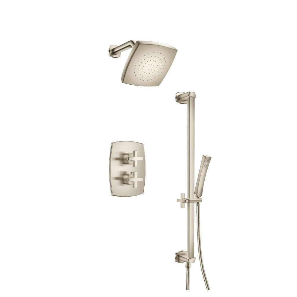 Flusso 240.7100 Two Output Shower Set With Shower Head, Hand Held And Slide Bar