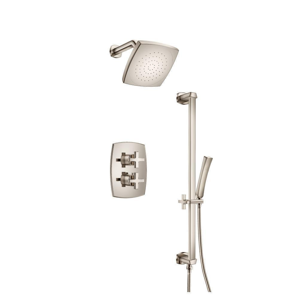 Flusso 240.7100 Two Output Shower Set With Shower Head, Hand Held And Slide Bar