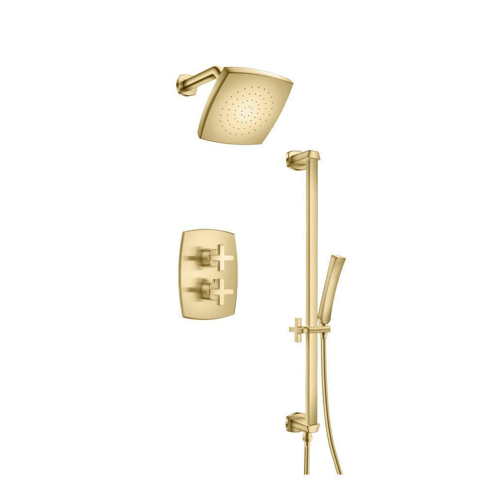 Flusso 240.7100 Two Output Shower Set With Shower Head, Hand Held And Slide Bar