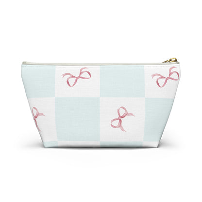 Customizable: Charming Ribbon Accessory Pouch, Makeup Bag, Gift for Her, T-bottom Style, Cute Storage, Birthday Present, Bridesmaid Gift