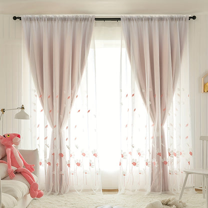 Elegant Floral Embroidered Tulle Curtain for Home Decor
