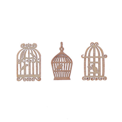 24Pcs/lot Natural Birdcage Wooden Scrapbooking
