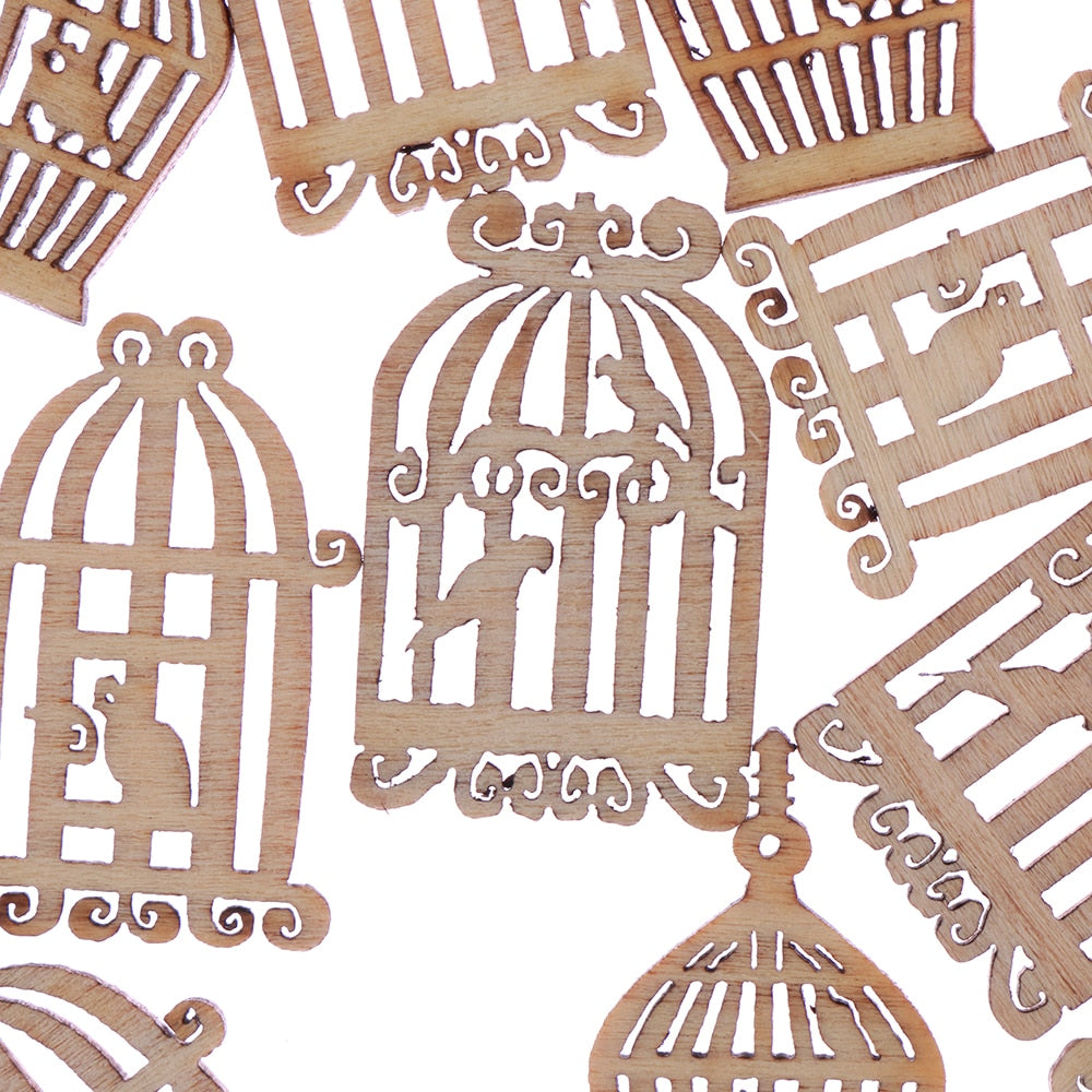 24Pcs/lot Natural Birdcage Wooden Scrapbooking