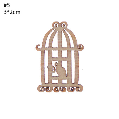 24Pcs/lot Natural Birdcage Wooden Scrapbooking